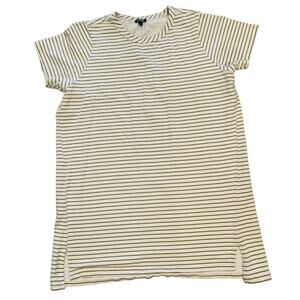 Buffalo David Bitton T-Shirt Dress XXL Beige Green Stripe Casual Midi Crew Neck